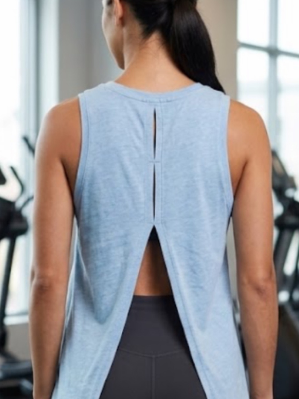 Light Blue Split-Back Tank Top - Women's Activewear Namaste